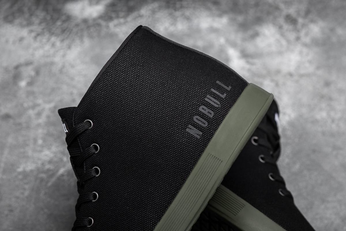 Nobull Canvas Mid Women's Trainers Black Dark Green | Australia (MF9032)
